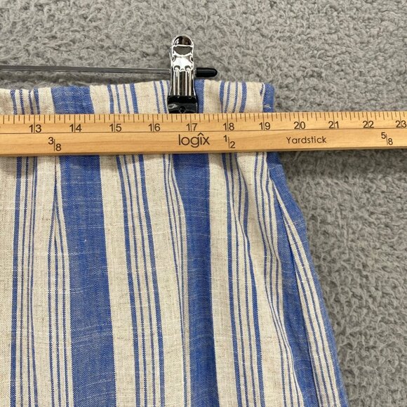 Torrid Skirt Womens 2 US 18 Plus Ivory Blue Striped Linen Pull On Above Knee NWT - Picture 9 of 11